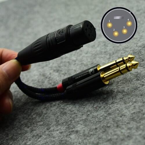 Balanced 4 pin xlr to dual 6.35 mm trs jack Earphone adapter headset
