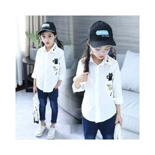 Girls long sleeve blouse white kids clothes children top autumn fall new arrivals 12 10 8 years old girls blouse