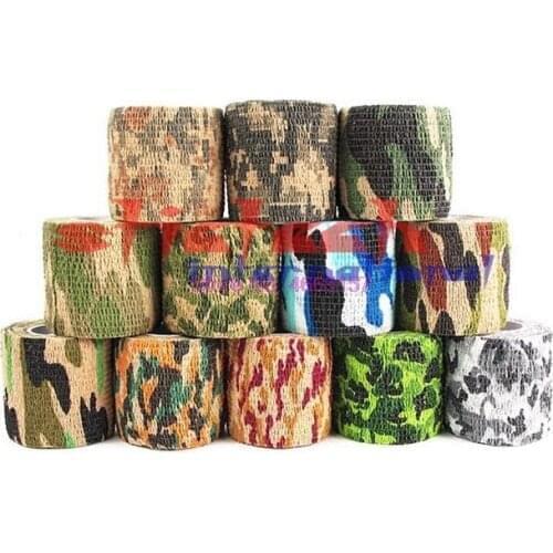 By dhl or ems 500pcs hot 5cmx4.5m Army Camo Outdoor Hunting Shooting Tool Camouflage Stealth Tape Waterproof Wrap Durable