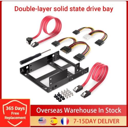 Dual SSD Mounting Bracket Set 2.5 Inch To 3.5 Inch Solid State Drive Bracket With SATA Cable And Power Splitter Cable Dropship