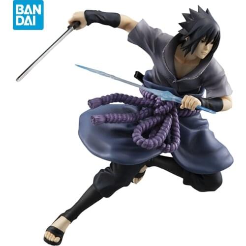Original BANDAI MegaHouse GEM Naruto Shippuden Uchiha Sasuke Ninkai Taisen Japan Anime Action Figure Collection Model Kids Toys