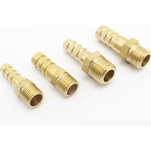 4mm 6mm 8mm 10mm OD Hose Barb x M8 M10 M12 Metric Male Thread Brass Pipe Fitting Coupler Connector Adapter Splicer