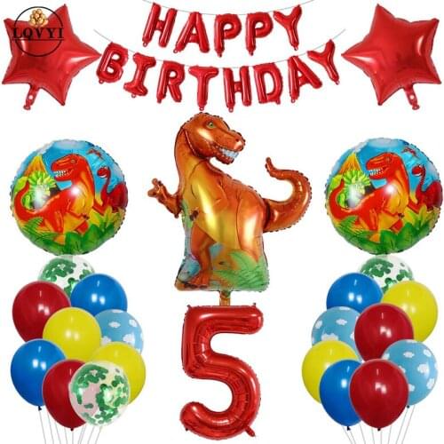 Jungle Big Dinosaur Foil Balloons 30inch red Number Balloons Dinosaur Party Dino Theme Birthday Jungle Party Decoration Globos