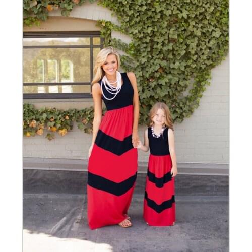Family Matching sets 2019 Mommy and me mother daughter dresses clothes striped mom and daughter dress kids parent child outfits