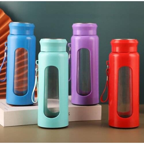 Creative Car Cup Cute Water Bottle Double-layer Simple Glass Water Bottle Gift Kitchen Items Portable Water Cup eco friendly NEW