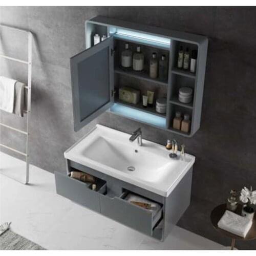 Bathroom Furniture Wood Furniture Solid Wood Bathroom Cabinet with Mirror and Basin