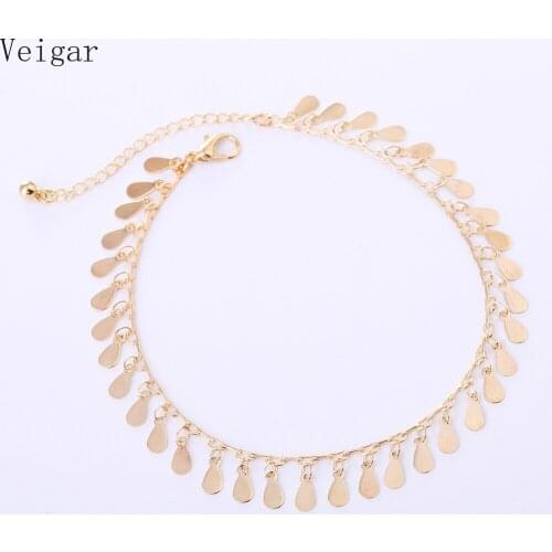 Drop Shaped Metal Tassel Ankle Chain 2018 Fashion Jewelry Anklets for Women Gold Silver Color Bracelet on The Leg Enkelbandje