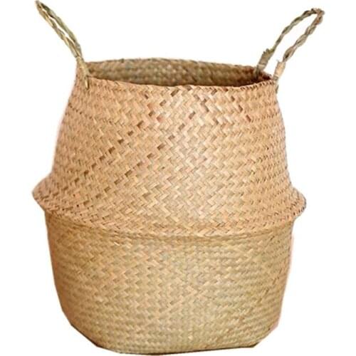 Seagrass Wickerwork Basket Rattan Hanging Flower Pot Dirty Laundry Hamper Storage Basket HR