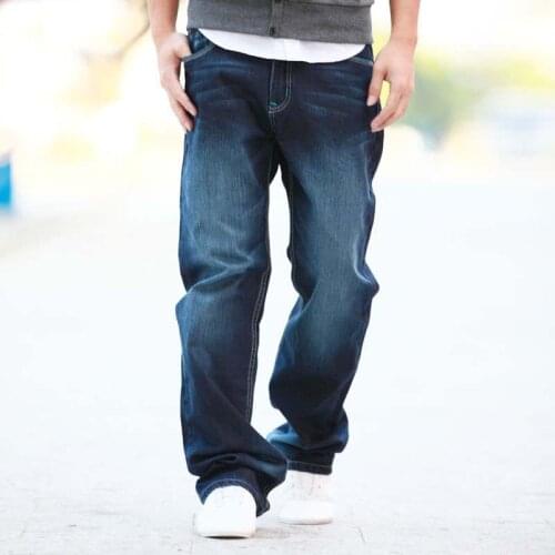 2019 Brand New Mens Lycra&Cotton Oversize Loose Fit Stretch Jeans Pants Denim Trousers Mens Biker Fashion