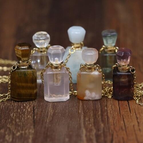 Natural Stone Necklace Pendant Perfume Bottle Crystal Tiger Eye Necklace High Quality Necklace Party Jewelry Gift for Women