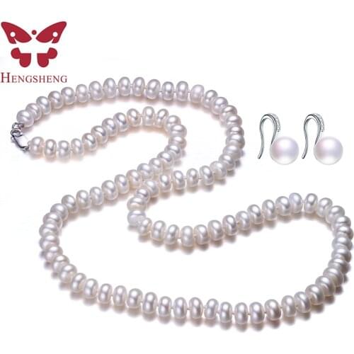 Natural Freshwater Pearl Jewelry Set For Women,Pearl Jewelry Necklace&Earrings,60cm Length,Fashion Jewelry,925 Sterling Silver