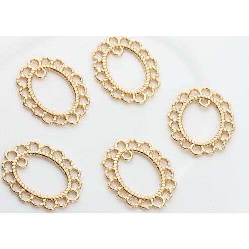 Zinc Alloy Charms Golden Metal Lace Oval Frame Charms Pendants 6pcs/lot For DIY Connection Jewelry Making Finding Accessories