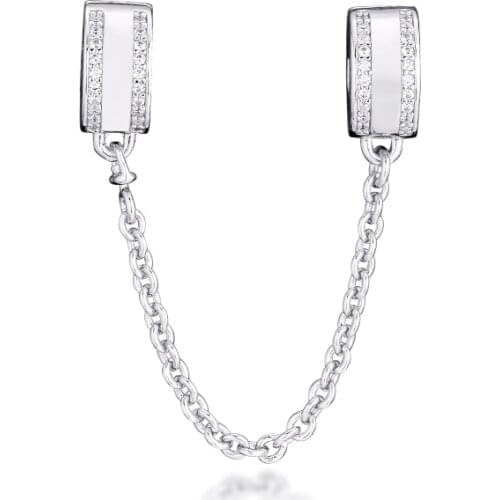 Fits for Pandora Charms Bracelets Insignia Safety Chain Beads 100% 925 Sterling-Silver-Jewelry Free Shipping