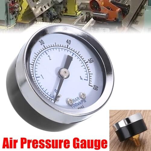 1/8" NPT Air Compressor Hydraulic Pressure Gauge 60PSI Pressure Gauge Back Mount 1.5" Face Industrial Air Pressure Gauge Tool