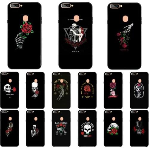 Rose Skeleton Hand Skull Phone Case For OPPOa92020 Case Shockproof Soft TPU Back Cover For RealmeC3 6Pro 6 Reno2z Cute Cartoon