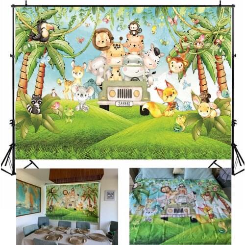 Safari Backdrop Safari Wild One Baby Shower Birthday Decor Jungle Woodland Animal Background Photo Background for Photo Studio