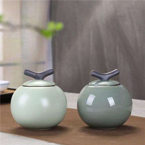 Grey/white funeral urn new style sells well for human cremation pet ashes Ceramic souvenir animal urn coffin sealed storage tank