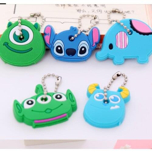 Silicone Key Ring Cap Head Cover Keychain Case Shell Dog Animals Shape Lovely Jewelry Gift Cute Keychains Dust-proof Key Cover