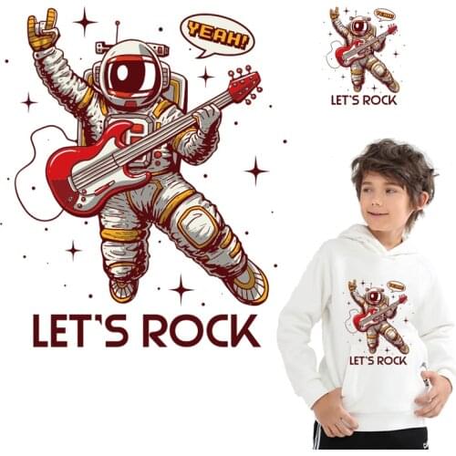 Iron on transfers for clothing stripe thermal stickers on clothes parches ropa termoadhesivos space astronaut iron-on transfer