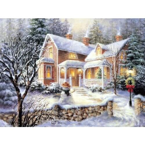 YNX new 5D diamond painting round diamond iglooo villa cross stitch square diamond DIY winter snow landscape diamond painting