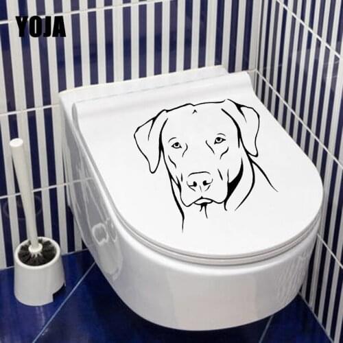 YOJA 24.2X22.8CM Labrador Dog Wall Sticker Toilet Decal Cartoon Bedroom Home Decor T5-1453