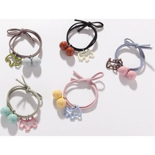 Woman Lovely Color Ball With Dog Pendant Hair Rope Hand-made Bow Rubber Band Girls Hair Accessories