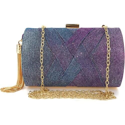 Women Silk Tassel Evening Wedding Golden Green Clutch Purse Chain Shoulder Bag Party Handbag With Metal Handle New 2021