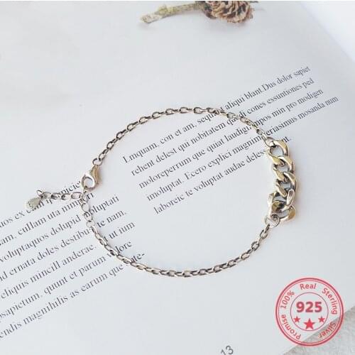 Korea Hot Style 925 Sterling Silver Simple Retro Vintage Simple Twist Chain Bracelets Women Jewelry