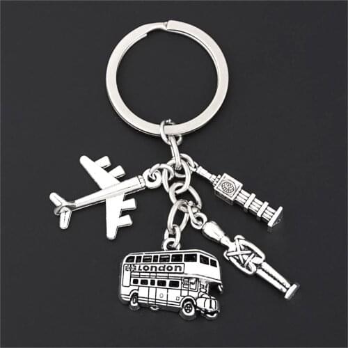 1Pc Popular London Bus Clock Tower Charms Keyring Soldier Plane Keyring For Holiday Souvenir Gift Jewelry Handcraft E2686