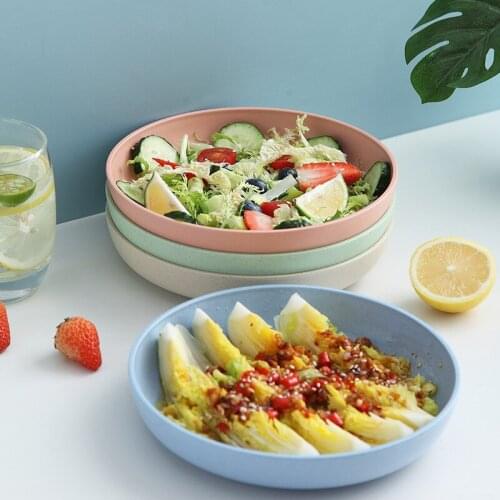 21CM Round Plates Food Grade Wheat Straw Tableware Environmental Protection Anti-Drop Meal Dish Fruit Plate Dinnerware Set