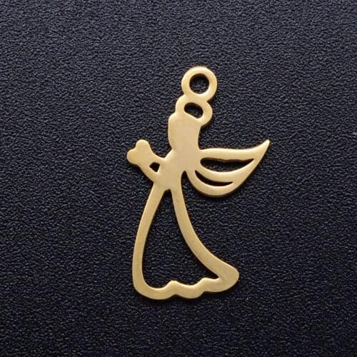 5pcs/lot Beautiful Angel Stainless Steel DIY Charms Wholesale Jewelry Finding Supplies OEM Charm Accepted Factory Sale