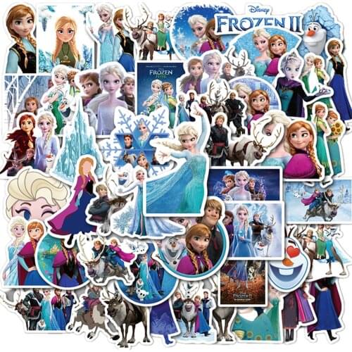 50pcs/pack Disney Sticker Frozen 2 Princess Sophia Marvel Spiderman Graffiti sticker For scooters suitcases cartoon sticker Gift