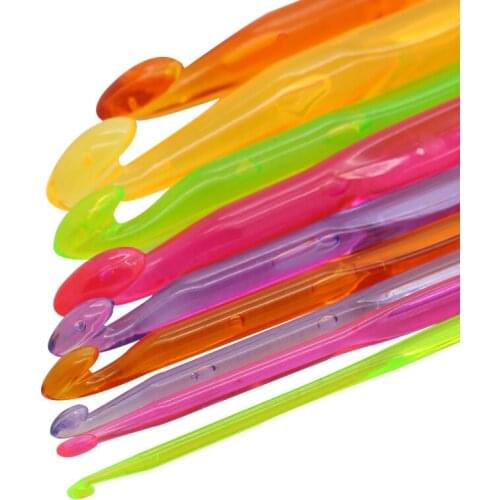 9pcs DIY Plastic Knitting Crochet Needles Set Colorful Sweater Knitting Yarn Hooks Tool 3mm-12mm