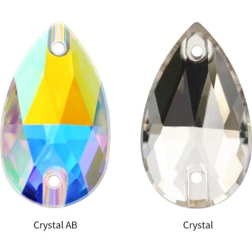 Astrobox Crystal AB Drop Shape Sew on Rhinestone Transfer Flatback Crystal Stone Bead Strass for Bag Clothing Ornament Custom