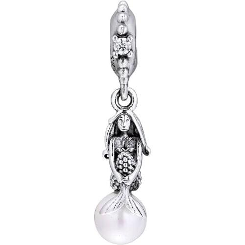 Authentic 925 Silver Jewelry Luminous Ariel Dangle Charm Fits European Charms Bracelets Woman DIY Beads For Jewelry Making