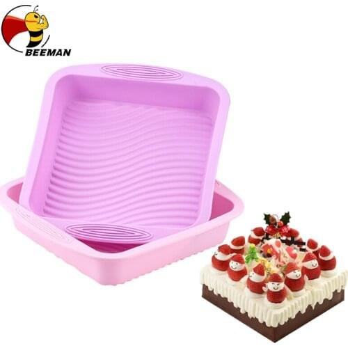 BEEMAN DIY Square Food Grade Silicone Non-stick Cake Bread Toast Mould Wavy Bottom Easy Demold Cake Pan Baking Mould