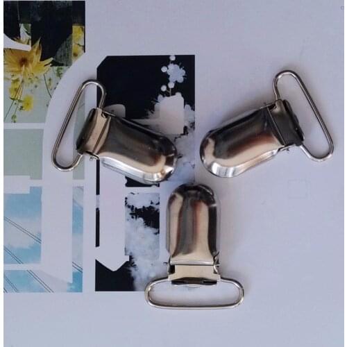 DHL Free shipping 1 inch Metal Suspender Paci Pacifier Clips Baby Soother Holder Clips with plastic inside 350 pcs/lot