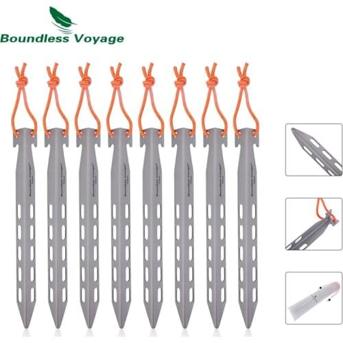 Boundless Voyage Titanium Tent Stakes Pegs Awning Nails Outdoor Camping Ultralight Canopy Accessories 8 pieces
