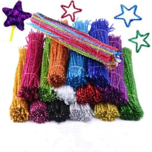 30*0.6cm Flash Glitter Top Hair Root Crooked Stick Children Kindergarten Manual DIY Material Christmas Tree Party Decor 100pcs