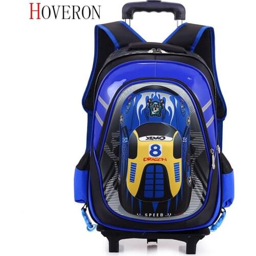 2019 New Children Backpack Childrens School Backpack with Wheel Trolley Luggage Boys Girls School Backpack Childrens Gift Bag