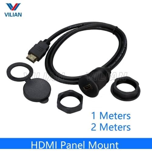 HDMI Waterproof Panel Mount Male to Female Extension Cable 1M For Truck Boat Motocycle Dashboard Flush 2M