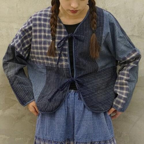 Johnature Women Cotton Stripe Coats Vintage O-Neck Long Sleeve Loose Belt As Old Loose Clothing 2021 Autumn New Patchwork Coats