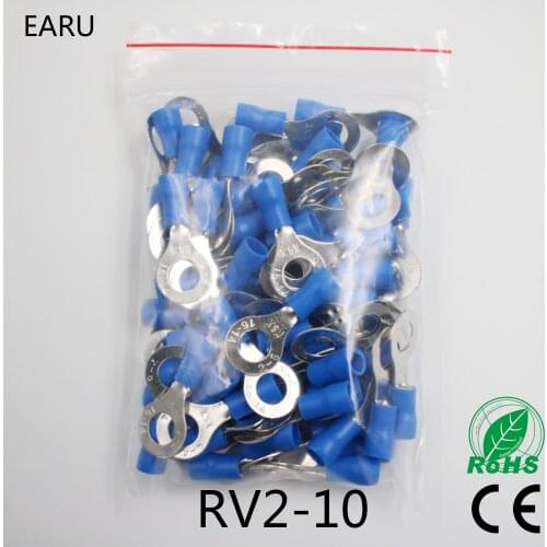 RV2-10 Blue Ring insulated terminal Cable Wire Connector suit 1.5-2.5mm cable Crimp Terminal 100PCS/Pack RV2.5-10 RV