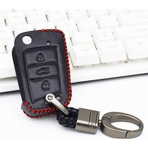 Car Leather Key Case Cover For Skoda Kodiaq Karoq Octavia a5 a7 Rapid For SEAT Ateca Leon fr For VW Golf 7 Key Chain Accessories