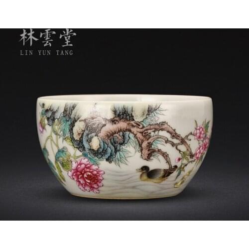 Lin Yuntang hand-painted pastel colored enamel master cup single cup jingdezhen ceramics by hand kung fu tea cups