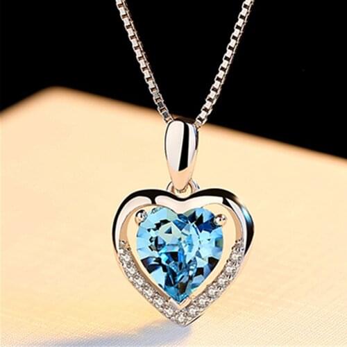 Metal Heart Blue Necklace Love Smart Necklaces Valentines Day Jewelry Couple Vintage Women Designer Necklaces For Teen Girls