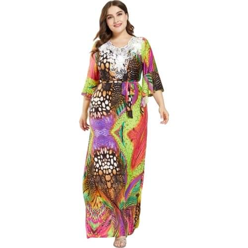 Muslim Women Abaya Bohemian Long Maxi Party Dress Holiday Beach Kaftan Islamic Robe Cocktail Gown Arab Jilbab Plus Size Caftan