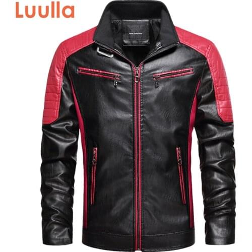 Luulla Men 2020 Autumn Brand New Motor Biker Fashion Leather Jacket Coat Men Spring Casual Outwear Faux Leather Jacket Men 4XL