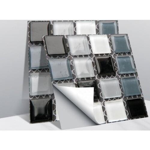 3D Self-Adhesive Tile Stickers Self Adhesive Waterproof Heatproof Vinyl Wallpaper 10 Sheets Mosaic Crystal Tile Sticker Kitchen