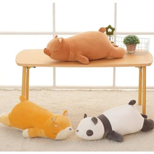 New Huggable Cute Shiba Inu Dog Plush Toy Kawaii Lying Panda Brown Bear Plush Pillow Stuffed Soft Animal Doll Creative Gift